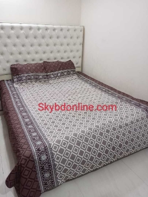 Picture of Double King Size Cotton Febric Multicolor Print 7.5 By 8.5 Feet Bedsheet Set With Two Pillow Covers