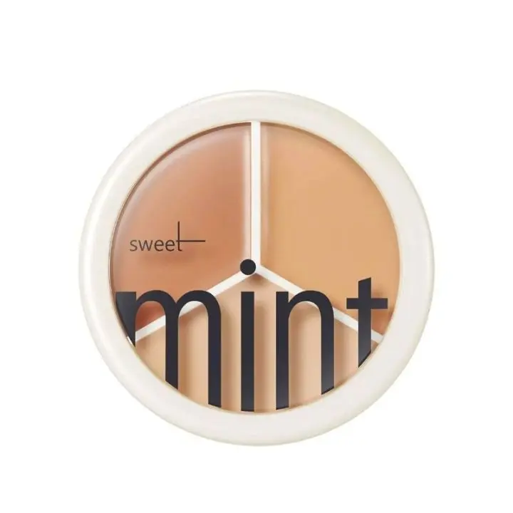 Picture of Sweet Mint Concealer, Tri-color Concealer Palette of Covers Acne Marks Dark Circles