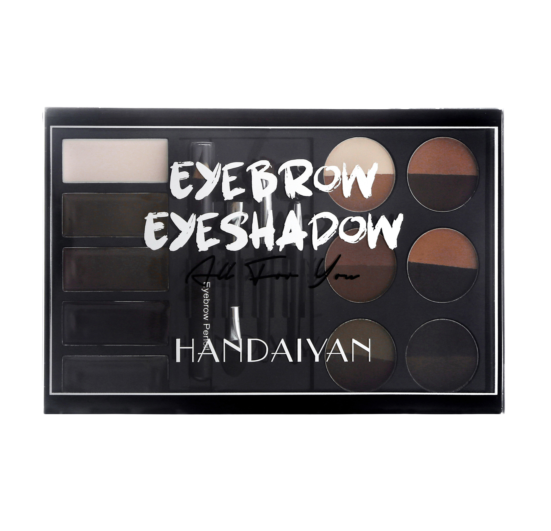 Picture of Handaiyan 12 Colors Eyebrow Powder 5 Colors Eyebrow Cream Palette With Eyebrow Pencil Brush Cards Waterproof Makeup Kit