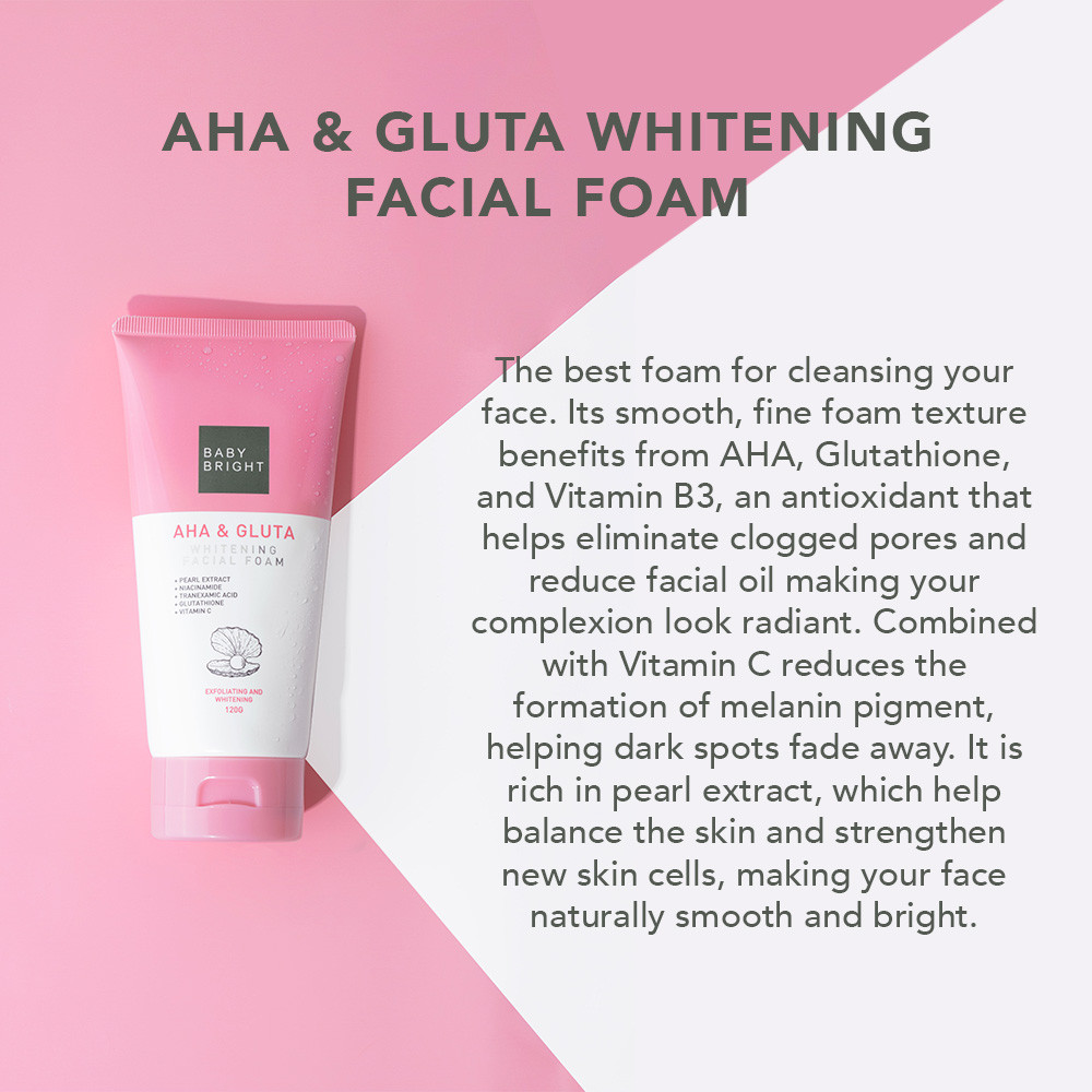 Picture of BABY BRIGHT AHA & GLUTA WHITENING FACIAL FOAM 120G (Made In Thailand)