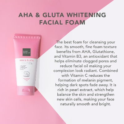 Picture of BABY BRIGHT AHA & GLUTA WHITENING FACIAL FOAM 120G (Made In Thailand)