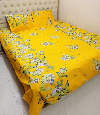 Picture of Double King Size Cotton Febric Multicolor Print 7.5 By 8.5 Feet Bedsheet Set With Two Pillow Covers