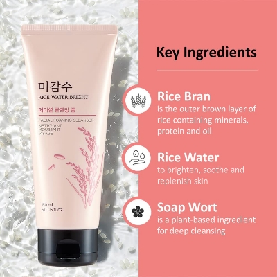 Picture of Rice Water Bright Cleansing Foam 100ml | Face Wash for Glowing Skin, Korean Skin Care Products, For All Skin Types No Ratings