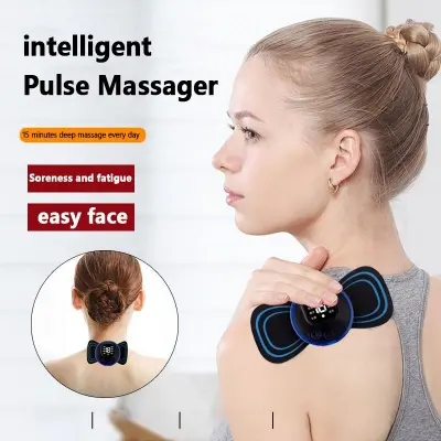 Picture of Mini Neck Pulse Massager Electric LCD Display Stretcher EMS Mini Massager 2 pad