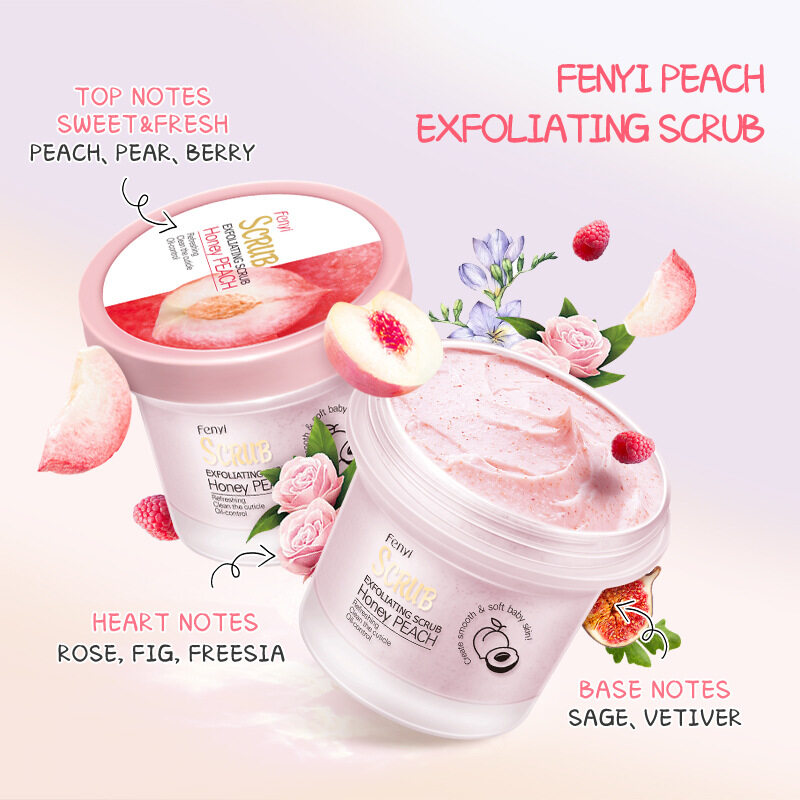 Picture of Fenyi Honey Peach Britning Body Pores Cleansing Cream Exfoliating Smooth Scrub -100gm