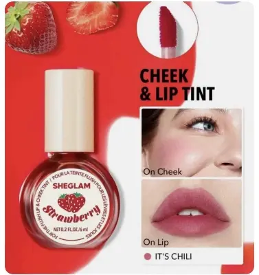 Picture of SHEGLAM For The Flush Lip & Cheek Tint-Fruit Punch Long-Lasting Matte Finish Lip Tint Easy-To-Use Lightweight Blush Moisturizing Lip Stain Liquid Lipstick Pink Liquid Lipstick