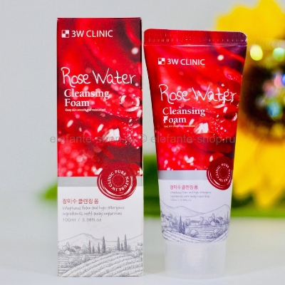 Picture of 3W CLINIC Rose Water Cleansing Foam moisturizing 100 ml, for face