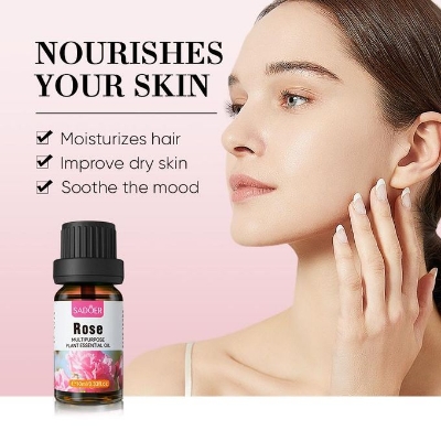 Picture of SADOER Rose Multipurpose Plant Essential Oil Moisturizing Skin Rejuvenation Lock Water-10ml