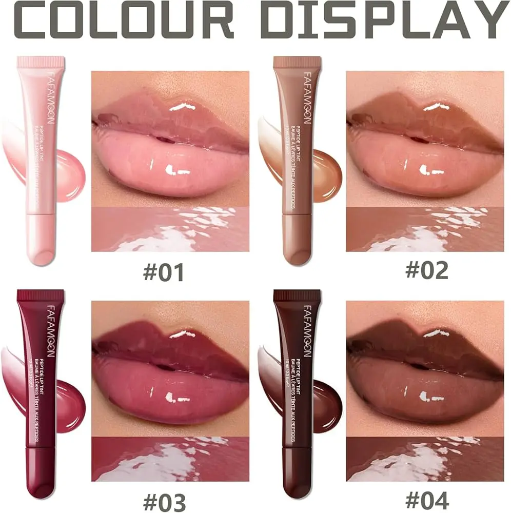 Picture of 5-color Glossy Lip Balm Moisturizing Hydrating Lightening Lip Lines Fruity Makeup Liquid Tinted Lip Balm Cosmetics Lip Care