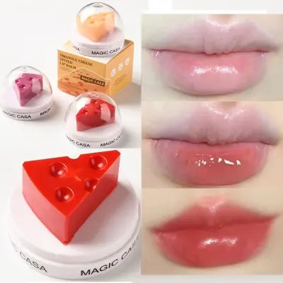 Picture of Cheese Shaped Lip Balm Temperature Control Color Change Moisturizing Lipstick Anti-Cracking Anti-Drying Hydration Lip Care