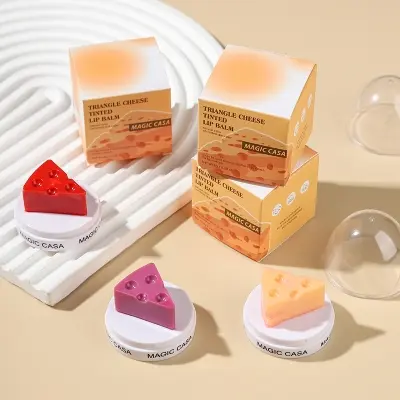 Picture of Cheese Shaped Lip Balm Temperature Control Color Change Moisturizing Lipstick Anti-Cracking Anti-Drying Hydration Lip Care