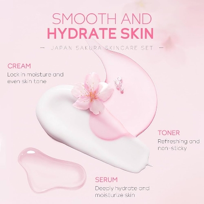Picture of Laikou Sakura Face Care Combo(Cleanser/Face Toner/Serum/Sakura Mud mask) Set 4 Pcs