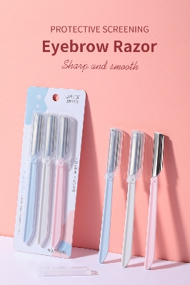 Picture of LMLTOP 3pcs Stainless Steel Eyebrow Razor Set High Quality Face Razors Eyebrow