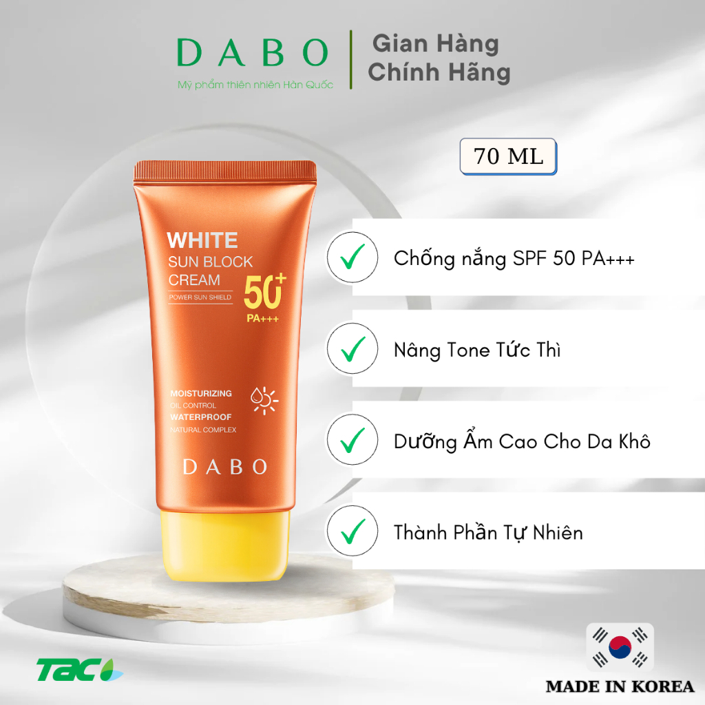 Picture of Dabo White Sunblock Cream SPF 50 PA+++ (70ml) Korean