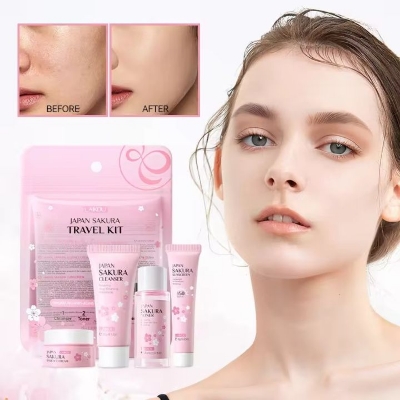 Picture of LAIKOU Sakura Skin Care Set Eye Cream Serum Essence Cream Whitening Moisturizing Anti-aging Brightening 3pcs Face Care Sets