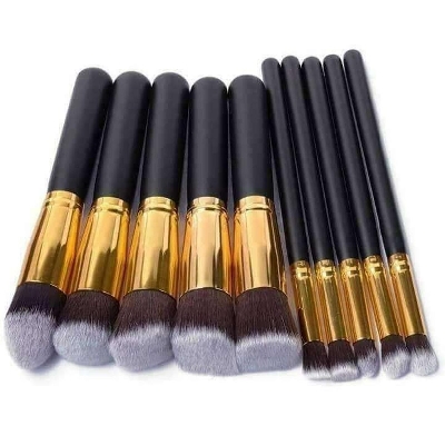 Picture of Kabuki Brush 10pcs Set - Black And Golden