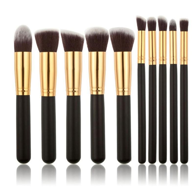 Picture of Kabuki Brush 10pcs Set - Black And Golden