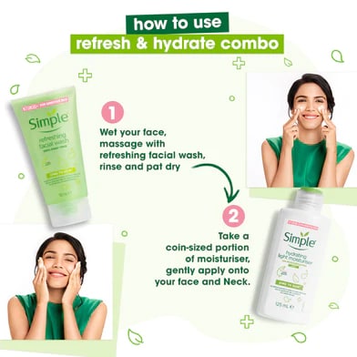 Picture of Simple Kind to Skin Refreshing Facial Wash & Hydrating Light Moisturiser Combo - (150ml +125ml)