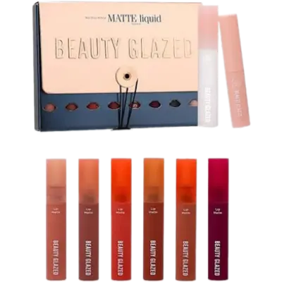 Picture of BEAUTY GLAZED 8PCS LIPS MAKEUP SET LIPSTICK LONG LASTING MOISTURE LIP GLOSS COSMETIC RED LIP MATTE LIPSTICK WATERPROOF