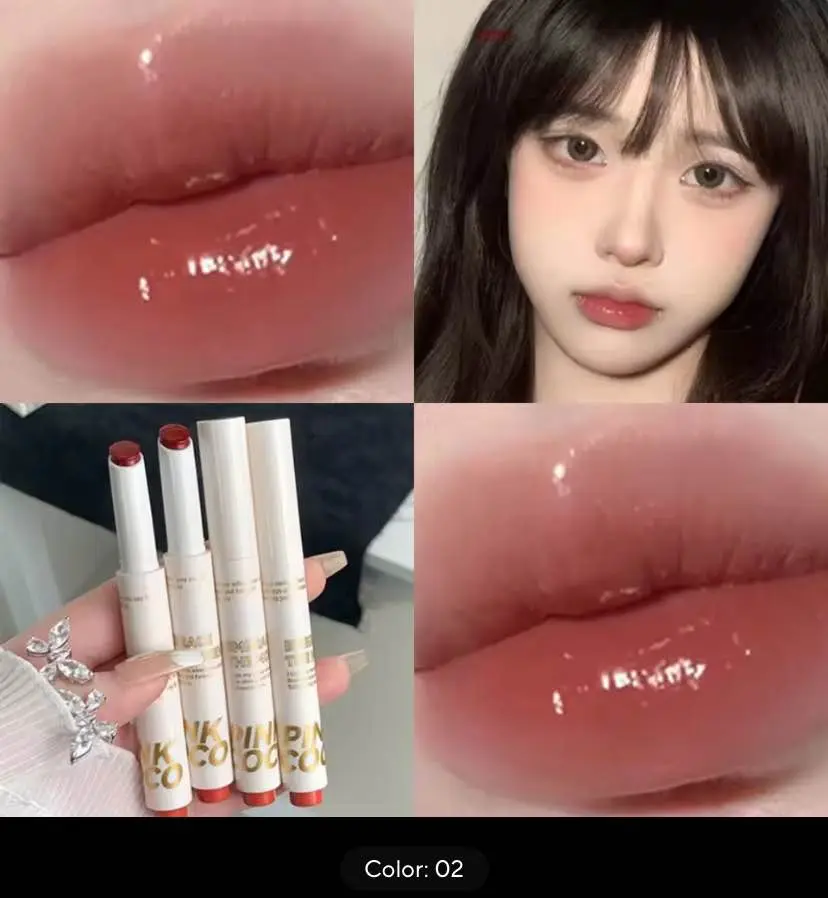 Picture of Pink coco 1Pcs Water-light Lip Glaze Mirror Glitter Lip Tint Long Lasting Moisturising Love Heart Shape Solid Lipstick Pen Lips Make Up