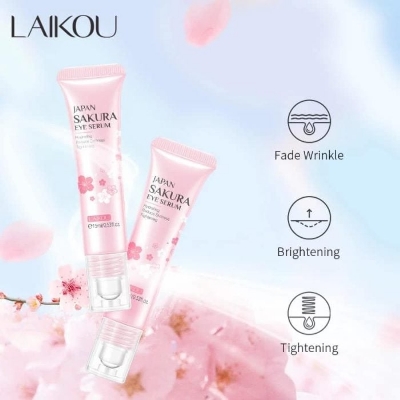 Picture of LAIKOU Sakura Eye Serum Eye Roller Massage Vitamin C Hyaluronic Acid Skin Care Eye Bags Cream Moisturizing Dark Circles -15m