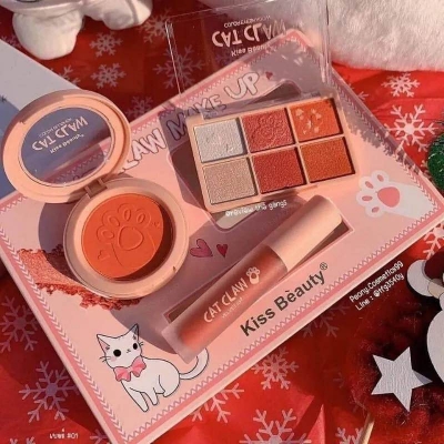 Picture of KISS BEAUTY MAKEUP SET 4in1 CAT CLAW MAKEUP SET PEACH BEAUTY MAKEUP PALETTE SET