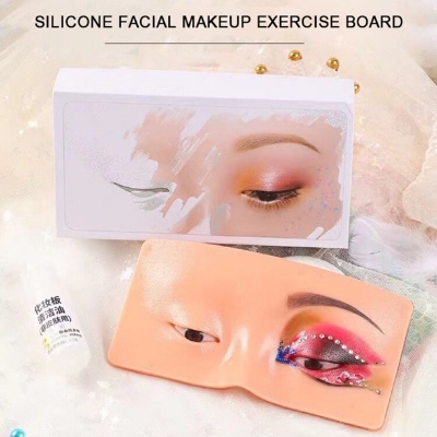 Picture of Practicing Makeup Silicone Face Eye Makeup Practice Board Pad for Make Up Face Eyelash Artists Lip Practice Tattoo Skin Color
