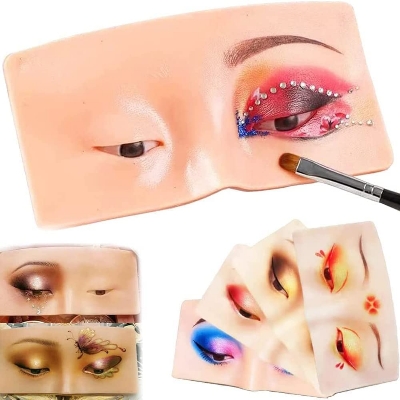 Picture of Practicing Makeup Silicone Face Eye Makeup Practice Board Pad for Make Up Face Eyelash Artists Lip Practice Tattoo Skin Color