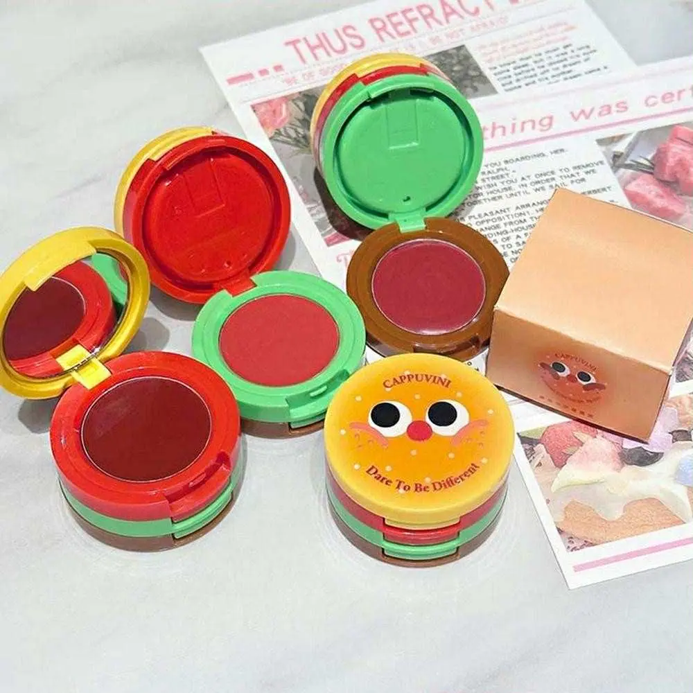 Picture of Butter Hamburger Lip Mud 3 in 1 Waterproof Velvet Red Brown Mousse Lipstick Set Cute Combo Tint Non-stick Cup Lips Makeup