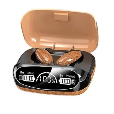 Picture of M35 TWS Bluetooth 5.2 Waterproof Sports Earbuds Noise Cancelling Touch Wireless Headphones For Xiaomi Huawei - wood grain - Bluetooth Headphone Gold