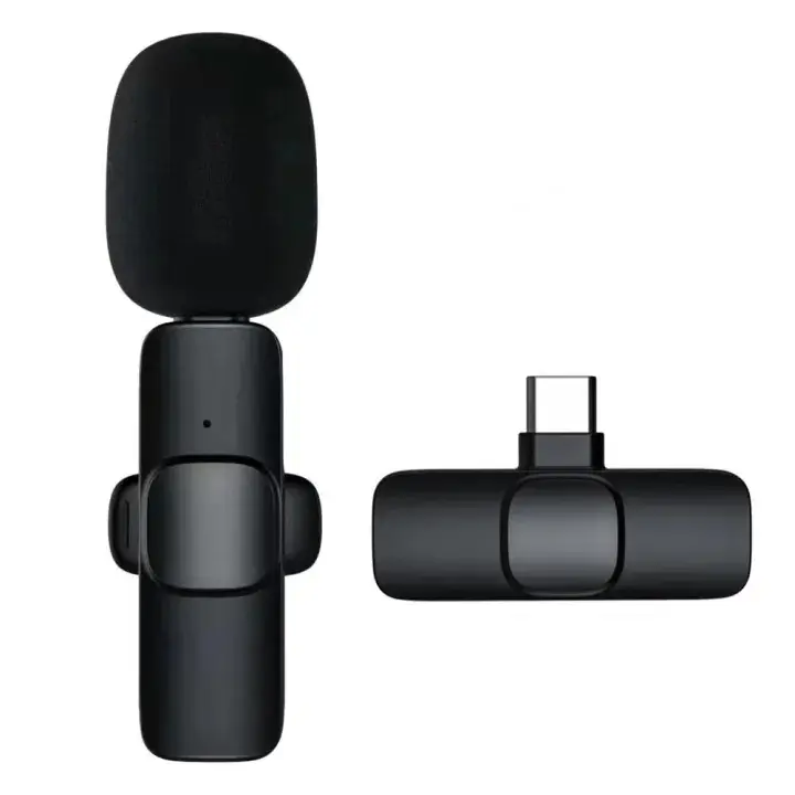 Picture of K8 Wireless Microphone Professional Lapel Lavalier Microphone Portable Audio Video Mic Remove Noise Mini Mic Lapel Black
