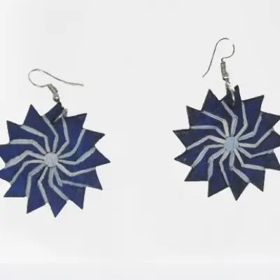 Picture of 1 Pair Hand Painting Wooden Earring Set Multicolor For Girls/Women Blue