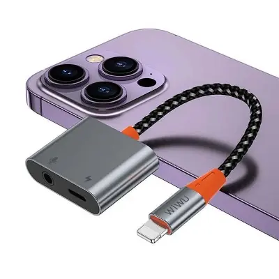 Picture of WiWU LT08 Audio Converter Lightning to Lightning & DC 3.5mm 0.2