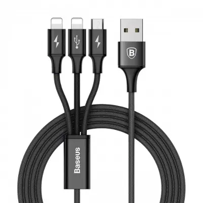 Picture of Baseus Rapid Series 3-in-1 Micro+Dual Lightning 3A Cable 1.2 Meter 