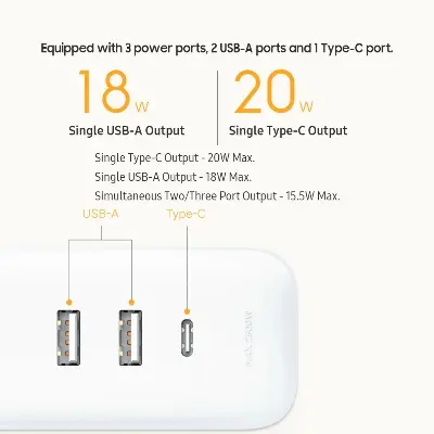 Picture of Xiaomi Mi 2A1C XMCXB05QM 20W Fast Charging Power Strip White