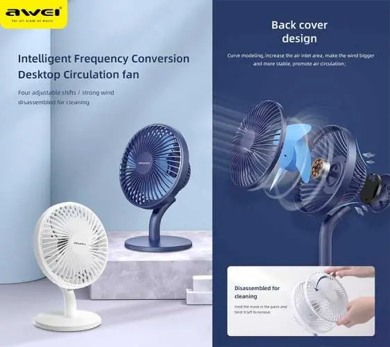 Picture of Awei F21 Mini Storm Rechargeable Adjustable Fan White