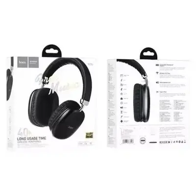 Picture of HOCO RECHARGEABLE 40H WIRELESS HEADPHONES - Black Black