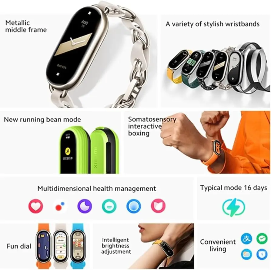 Picture of Xiaomi Mi Band 8 Smart Bracelet AMOLED Screen Heart Rate Blood Oxygen Bluetooth Sport Watch Fitness Traker Smart Watch (Global Version) Black