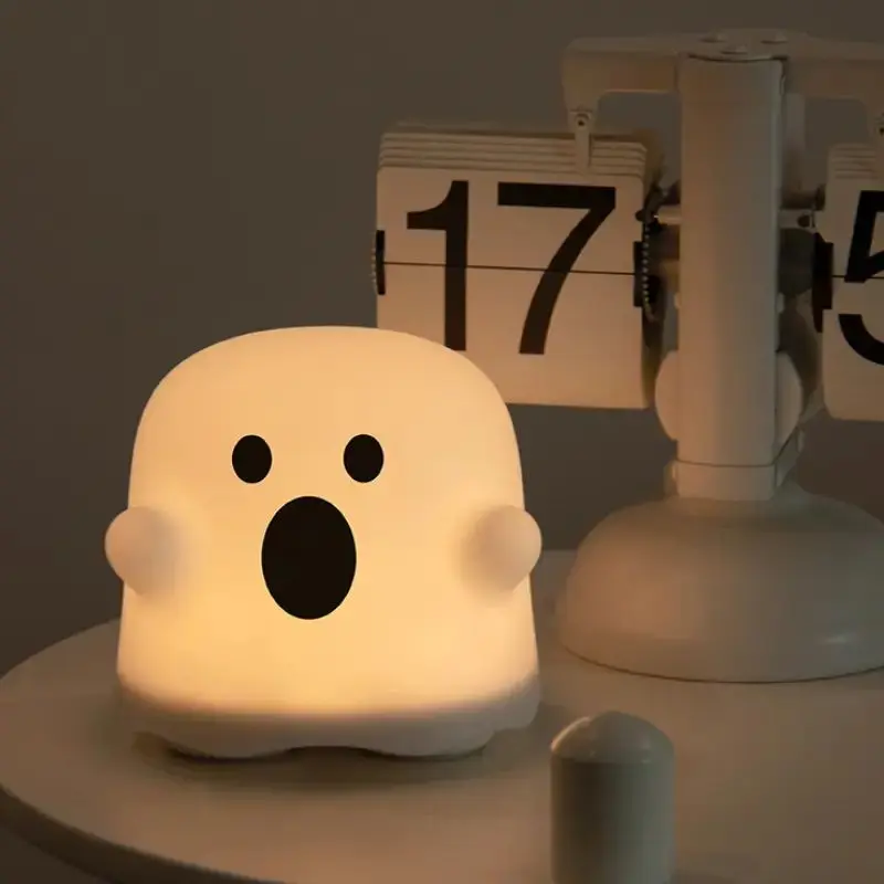 Picture of BOO Ghost Light Creative USB Rechargeable Pat Night Light Smart Card Pass Timer Companion Sleep Light Ambient Light White