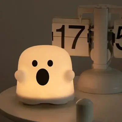 Picture of BOO Ghost Light Creative USB Rechargeable Pat Night Light Smart Card Pass Timer Companion Sleep Light Ambient Light White
