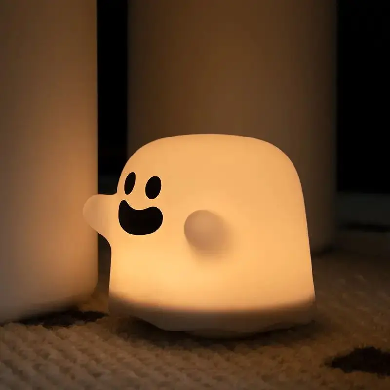 Picture of BOO Ghost Light Creative USB Rechargeable Pat Night Light Smart Card Pass Timer Companion Sleep Light Ambient Light White