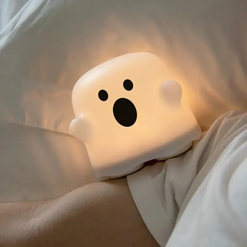 Picture of BOO Ghost Light Creative USB Rechargeable Pat Night Light Smart Card Pass Timer Companion Sleep Light Ambient Light White