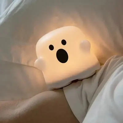 Picture of BOO Ghost Light Creative USB Rechargeable Pat Night Light Smart Card Pass Timer Companion Sleep Light Ambient Light White