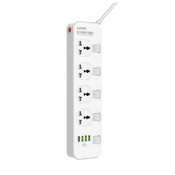 Picture of LDNIO 2500W Defender Series 4 Power Socket 4 USB Power Strip 