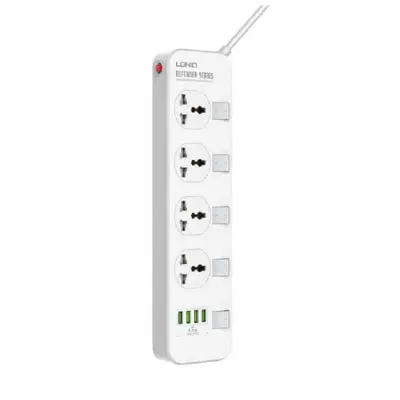 Picture of LDNIO 2500W Defender Series 4 Power Socket 4 USB Power Strip 