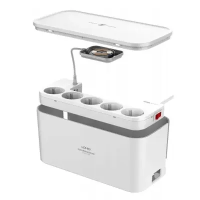 Picture of LDNIO SEW5359 15W Wireless Management Power Strip Box 5 AC Outlets 3 USB Ports White