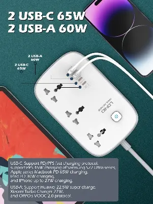 Picture of LDNIO SC3416 65W 3 Socket with 4 USB Port Power Strip 