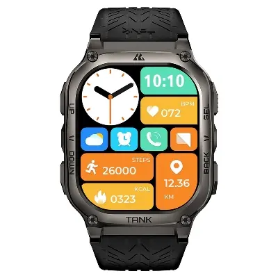 Picture of Kospet Tank M3 1.96" HD AMOLED With 170+ Sports Modes Military-Grade Smart Watch - Black / Silver Silver