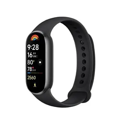 Picture of Xiaomi Smart Band 9 The Xiaomi Smart Band 9 is a sleek fitness tracker available in various frame colors and strap options, making it a stylish choice for any look. It is equipped with a range of features, particularly sports modes, to effectively track y Black