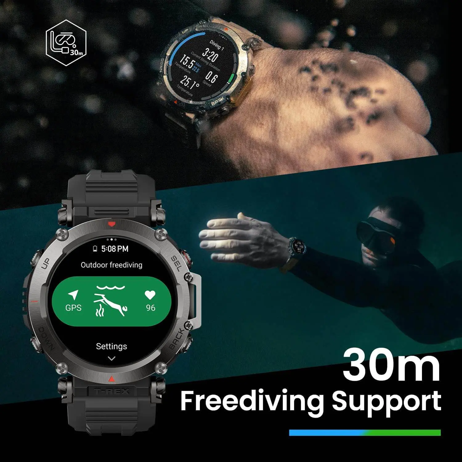Picture of Amazfit T-Rex Ultra Dual-Band Smart Watch Black